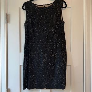 Loft | black lace dress with nude underlay